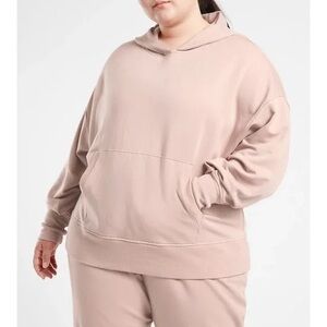 Athleta Balance Hoodie Pullover Sweatshirt in Taupe 1X